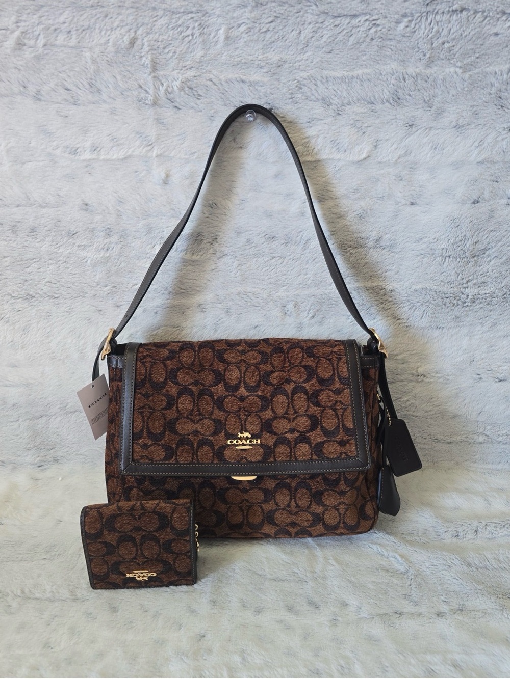 Coach Chenille Etta Flap Bag w/ Wallet